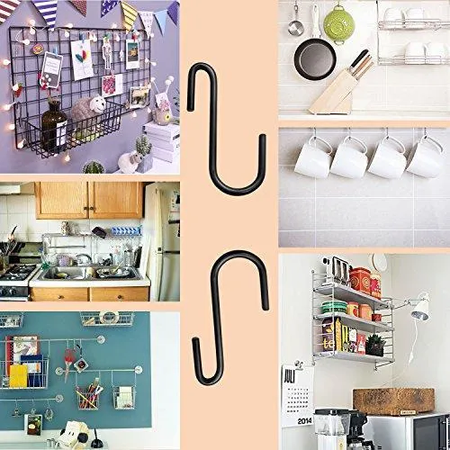 30 Pack Esfun Heavy Duty S Hooks Black S Shaped Hooks Hanging Hangers Pan Pot Holder Rack Hooks for Kitchenware Spoons Pans Pots Utensils Clothes Bags Towels Plants …