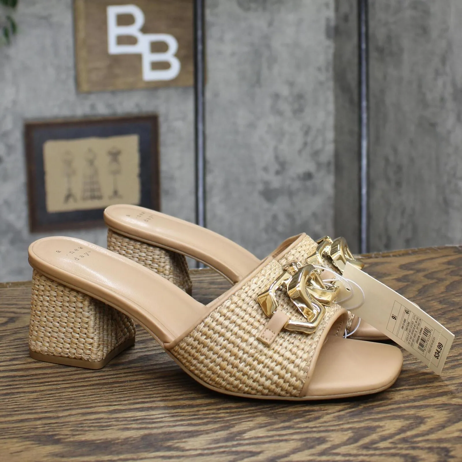 A New Day Women's Fauna Raffia Mule Heels 89530483