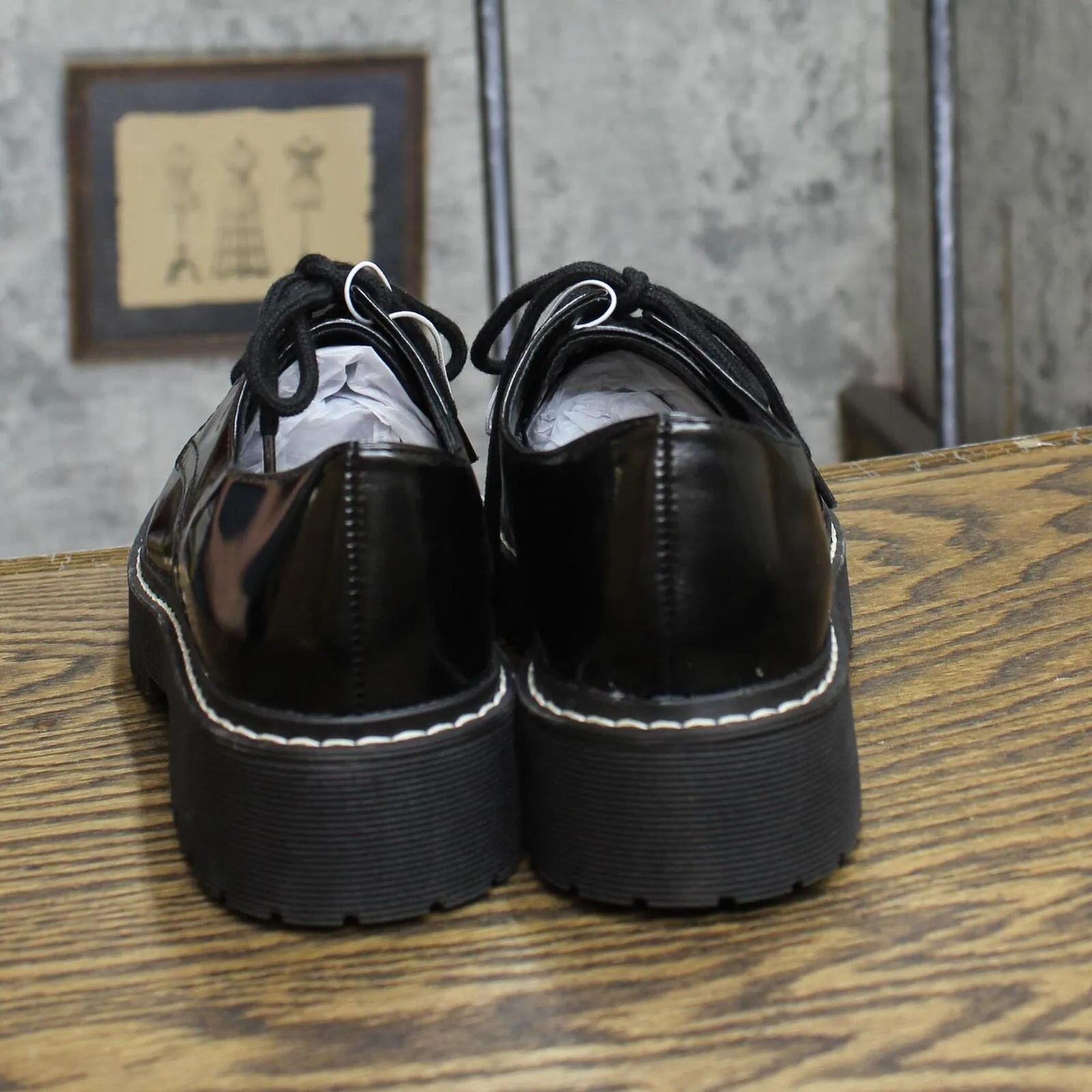 A New Day Womens Lace Up Faith Flats 87930730 Black 6.5M