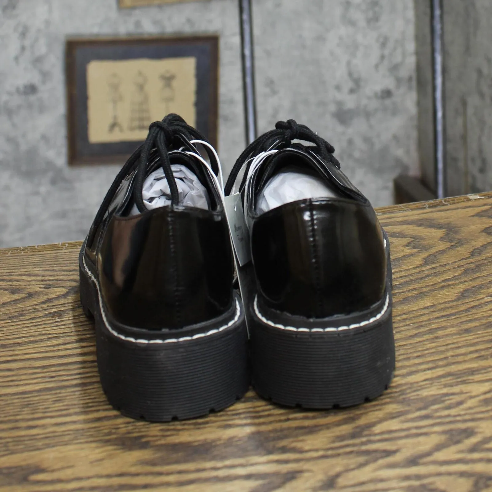 A New Day Womens Lace Up Faith Flats 87930730 Black 6.5M