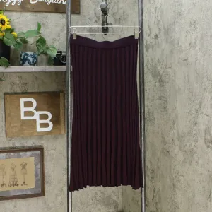 A New Day Women's Mid Rise Pleated Midi Sweater Skirt Purple XS