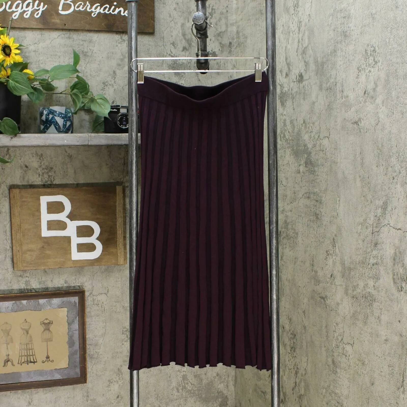 A New Day Women's Mid Rise Pleated Midi Sweater Skirt Purple XS