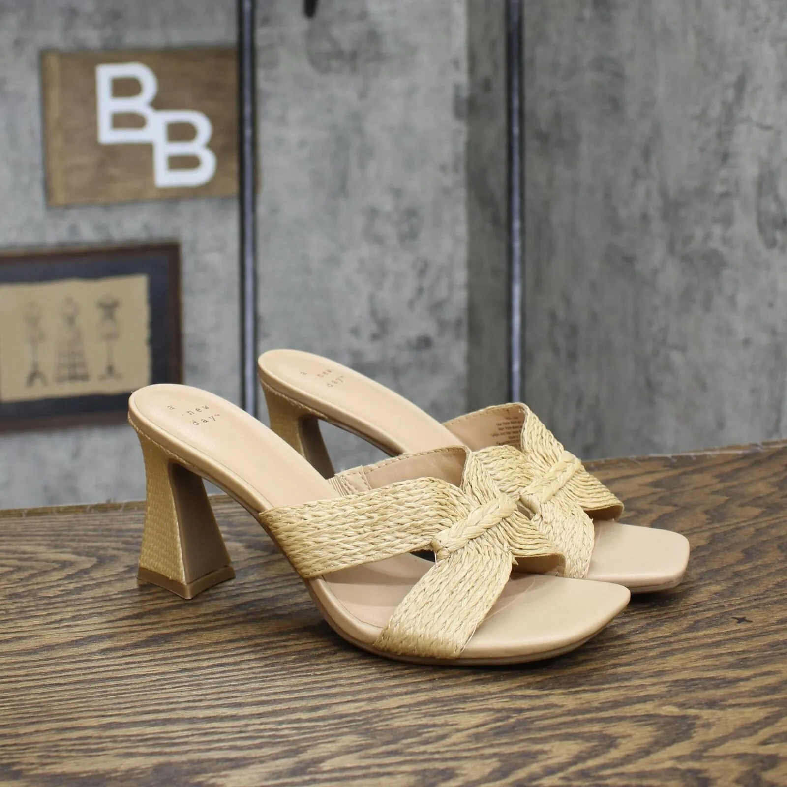A New Day Women's Tia Mule Heels 89530591 Beige Brown 7M
