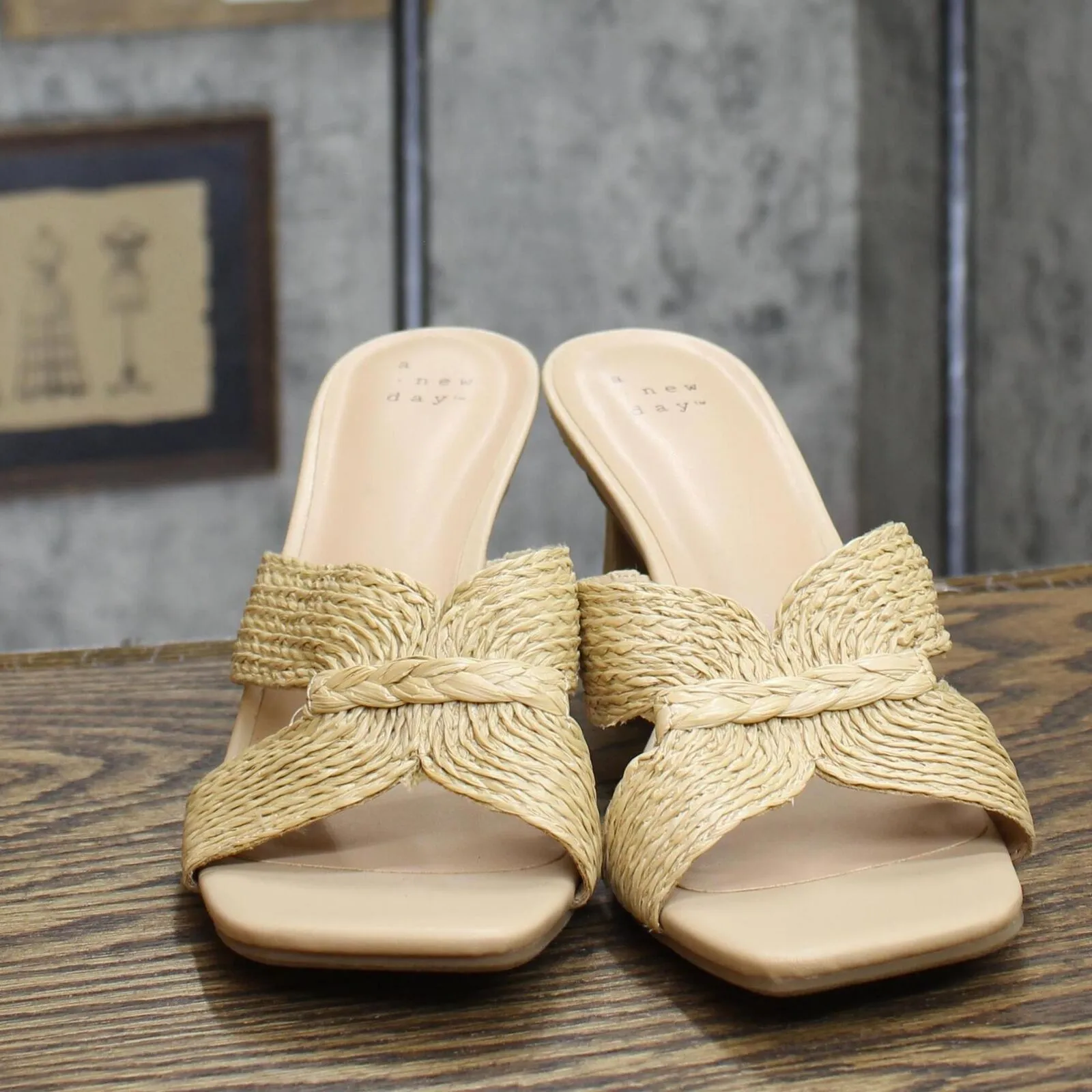 A New Day Women's Tia Mule Heels 89530591 Beige Brown 7M