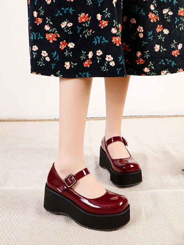 Academic Lolita Footwear Black Round Toe PU Leather Daily Casual Lolita Pumps