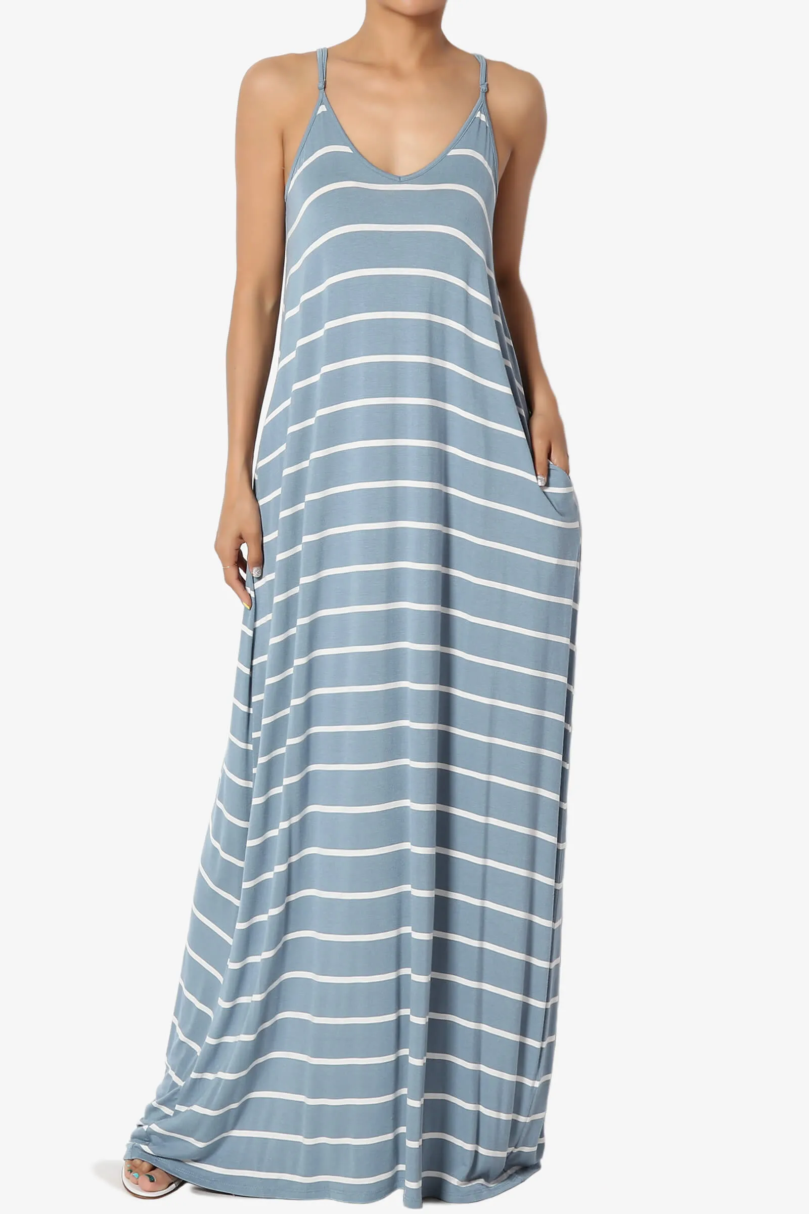 Adilette Striped Cami Maxi Dress PLUS