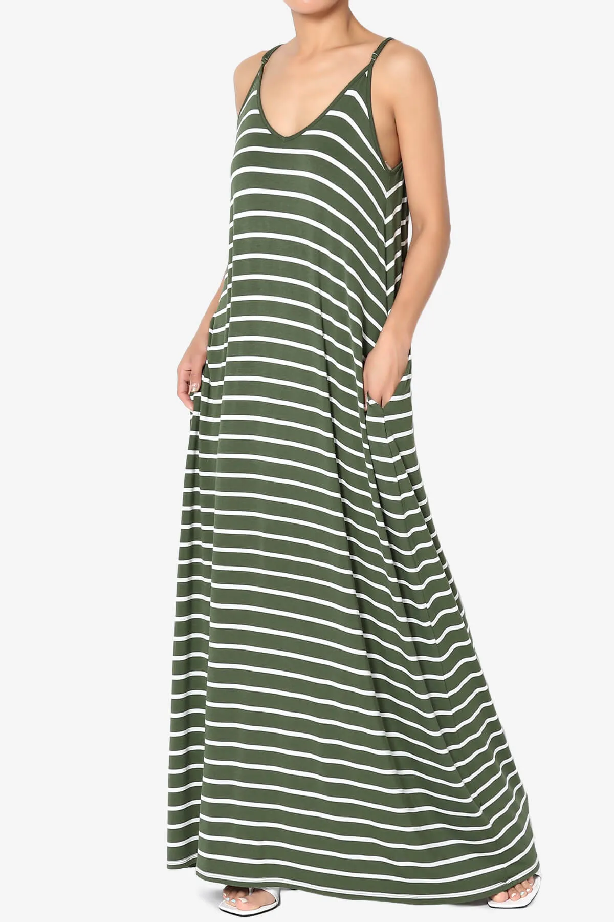 Adilette Striped Cami Maxi Dress PLUS