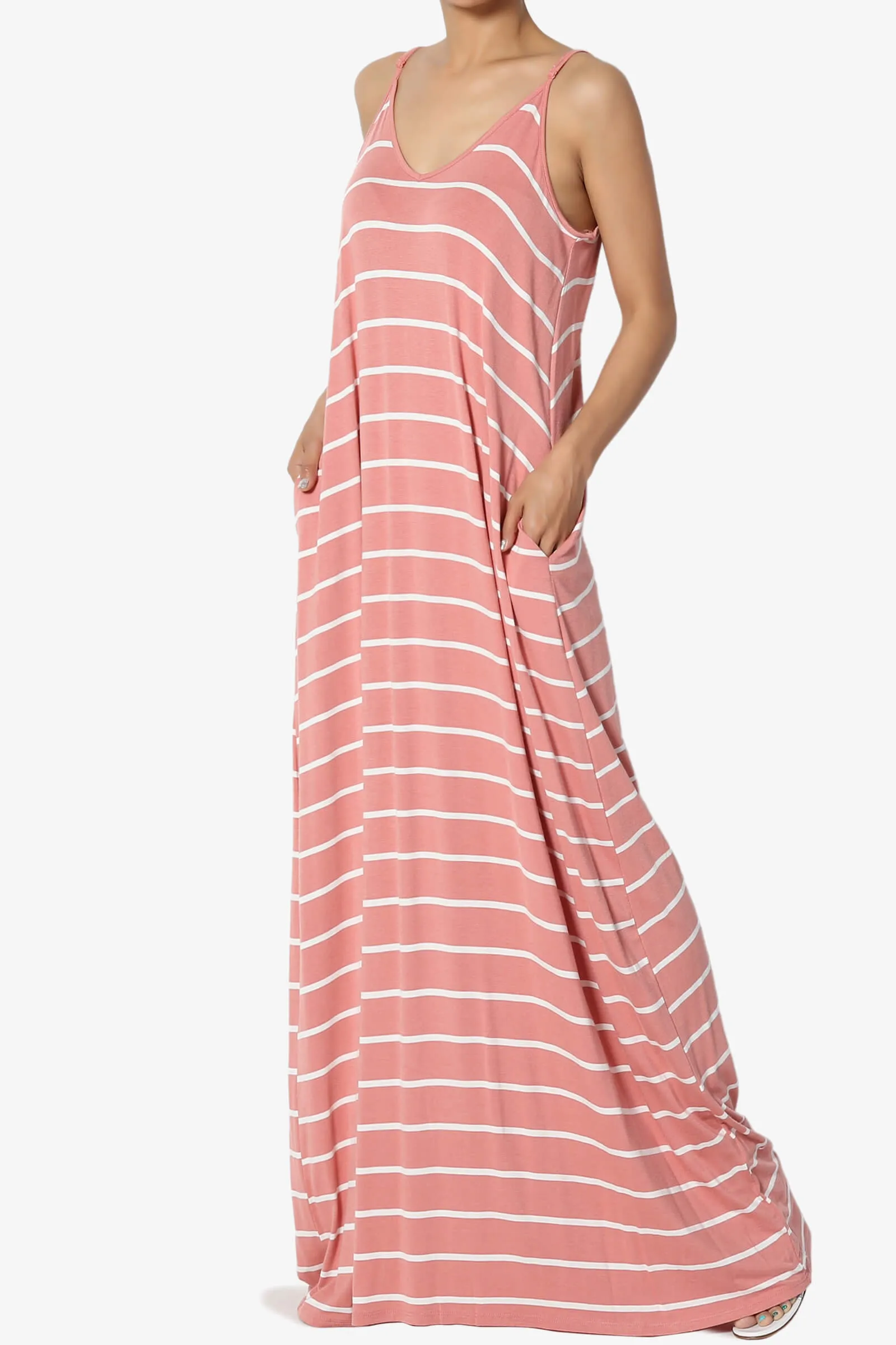 Adilette Striped Cami Maxi Dress PLUS