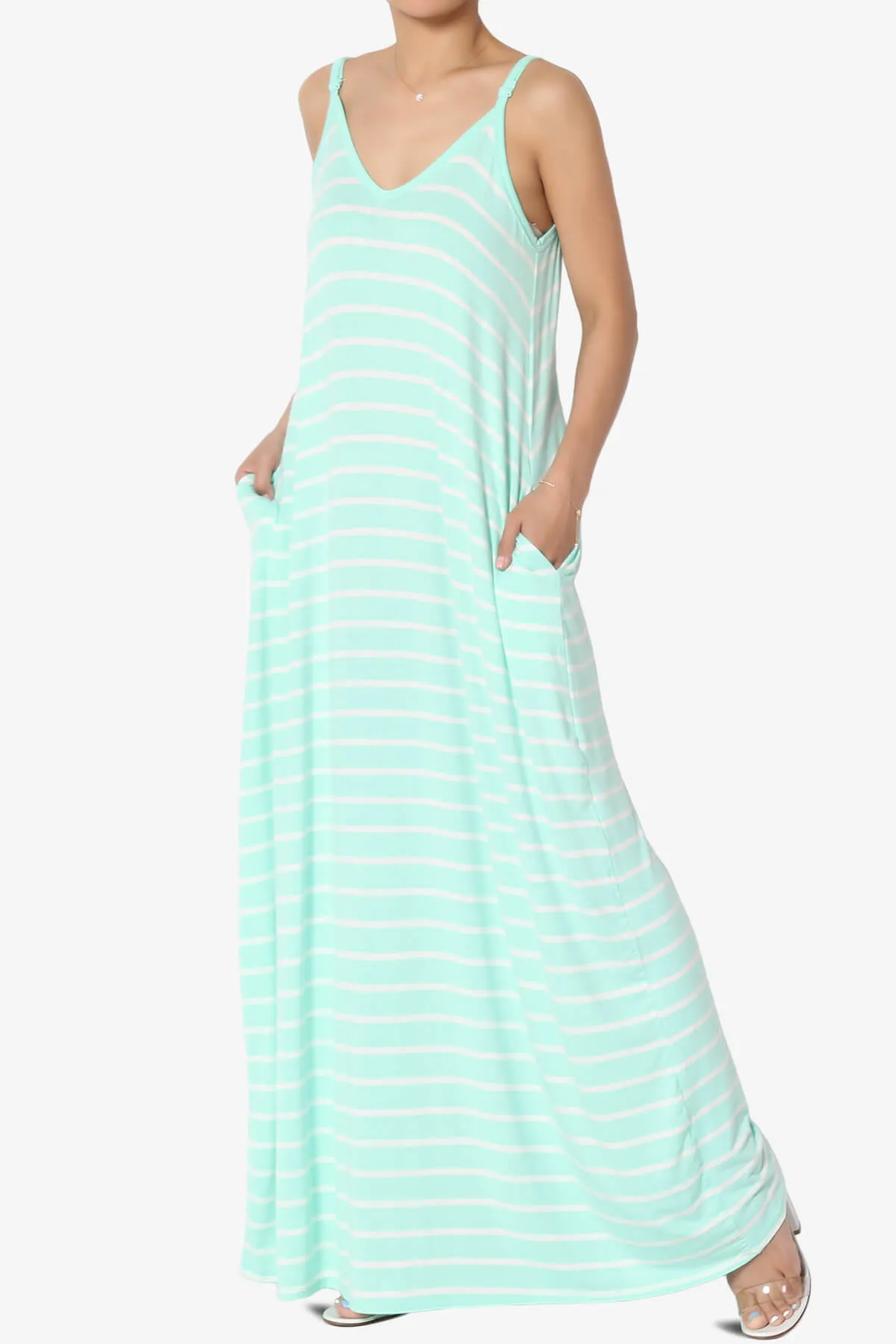Adilette Striped Cami Maxi Dress PLUS