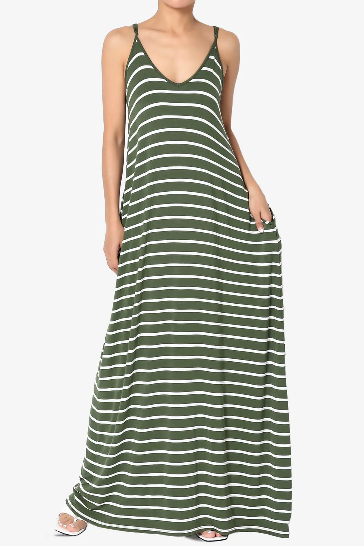 Adilette Striped Cami Maxi Dress PLUS