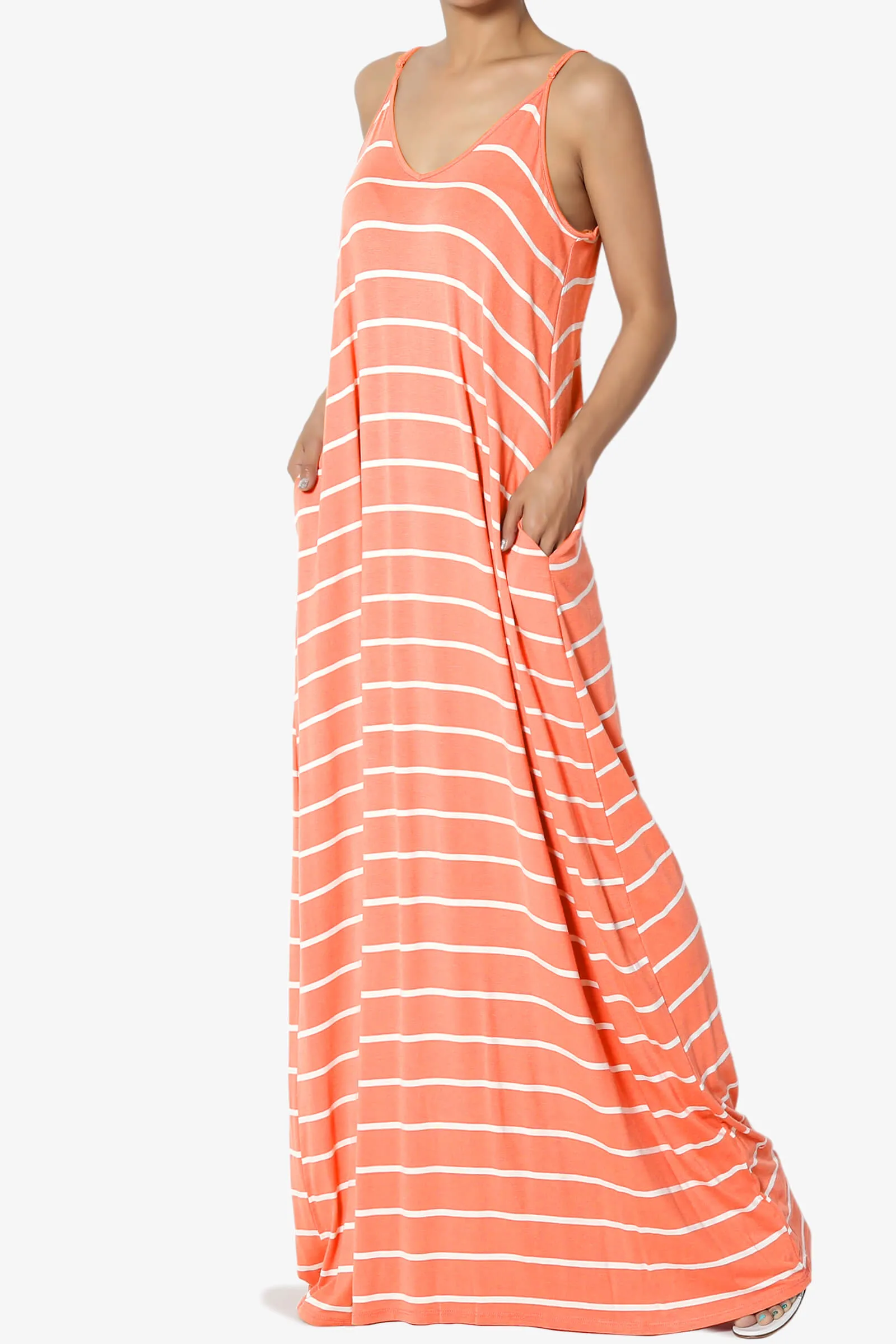 Adilette Striped Cami Maxi Dress PLUS
