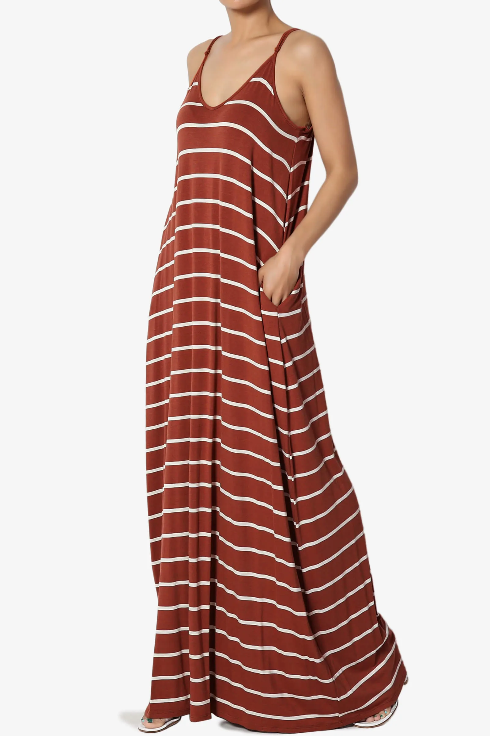 Adilette Striped Cami Maxi Dress PLUS