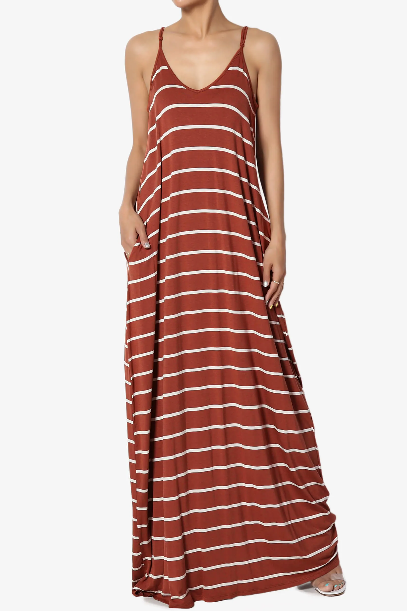 Adilette Striped Cami Maxi Dress PLUS