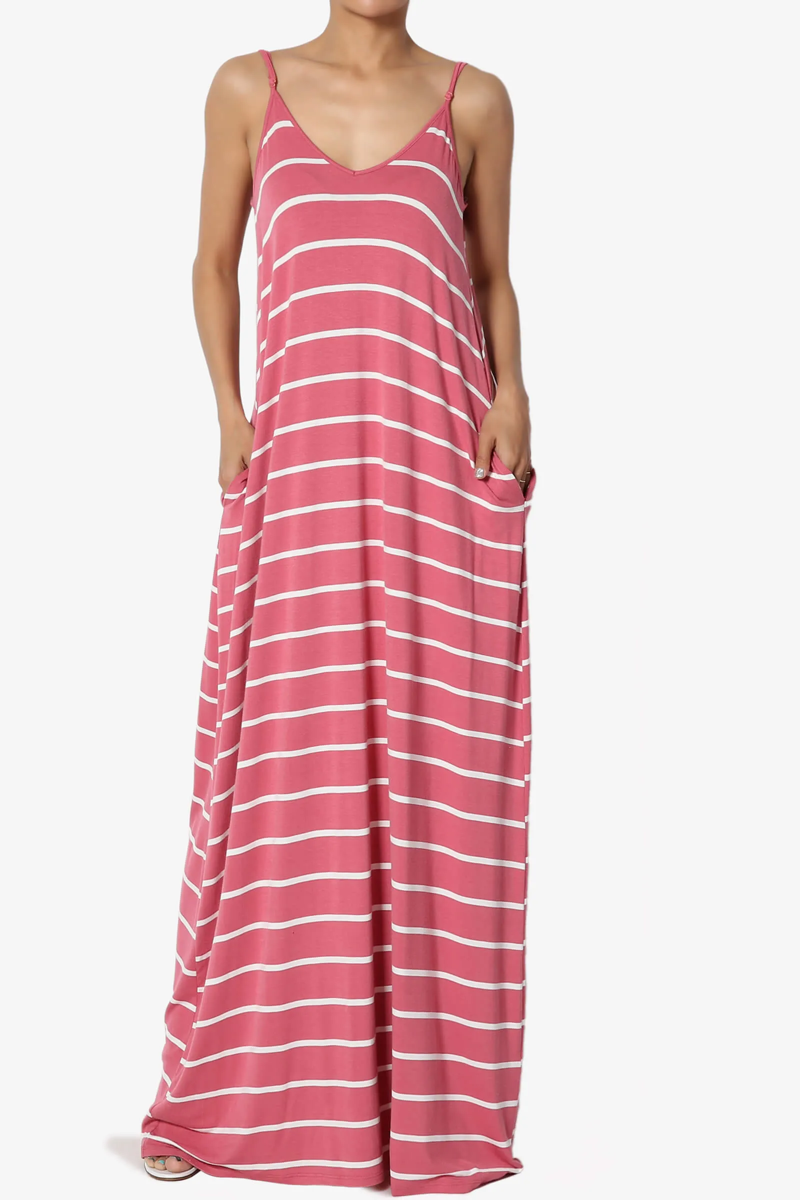 Adilette Striped Cami Maxi Dress PLUS