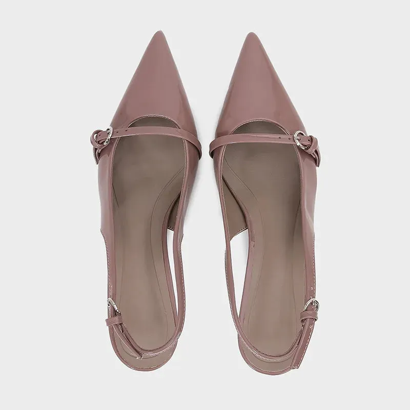 ADVBRIDGE  -  Kitten Heel Patent Leather Back Strap Mules Sandals Women Sexy Pointed Toe Purple Women Pumps Summer Elegant Party Office Shoes