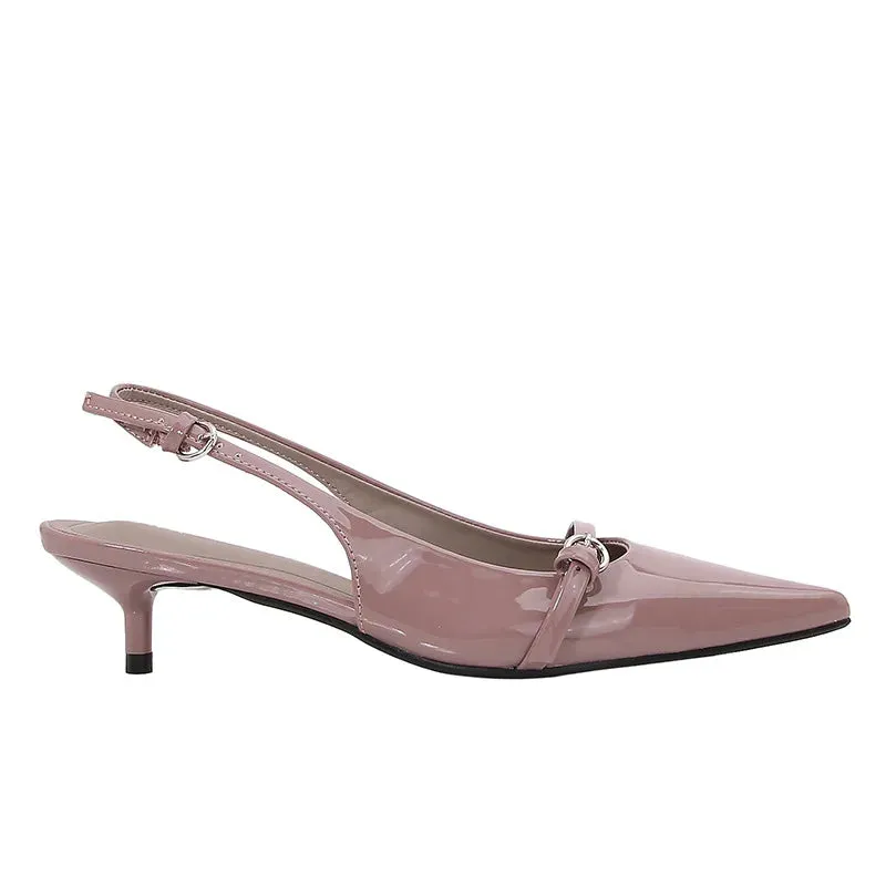ADVBRIDGE  -  Kitten Heel Patent Leather Back Strap Mules Sandals Women Sexy Pointed Toe Purple Women Pumps Summer Elegant Party Office Shoes