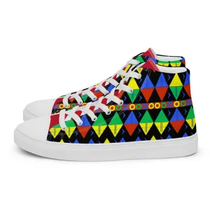 African Tribal Print Men’s High Top Canvas Shoes - South Africa - Red