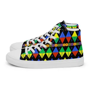 African Tribal Print Women’s High Top Canvas Shoes - South Africa - Black
