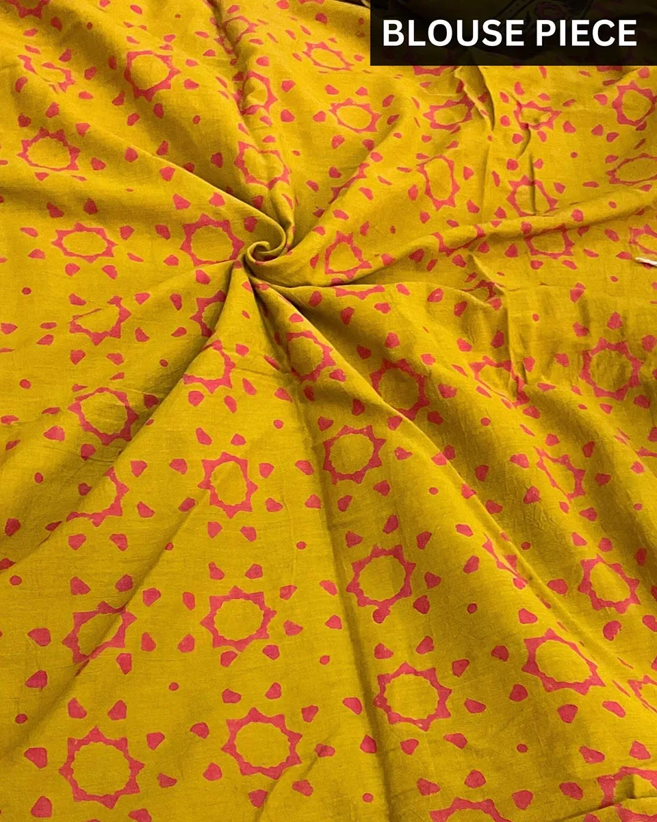 Ahana Handprinted Cotton Saree - Ajooni
