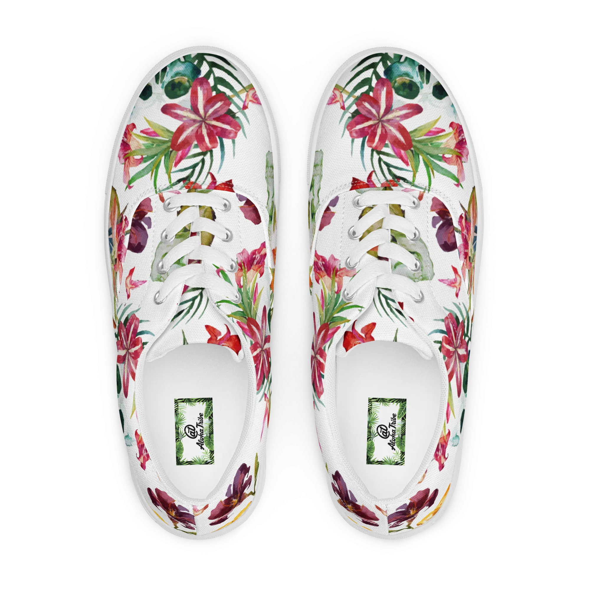 Aloha Tribe Skulls Womens White Canvas Shoes