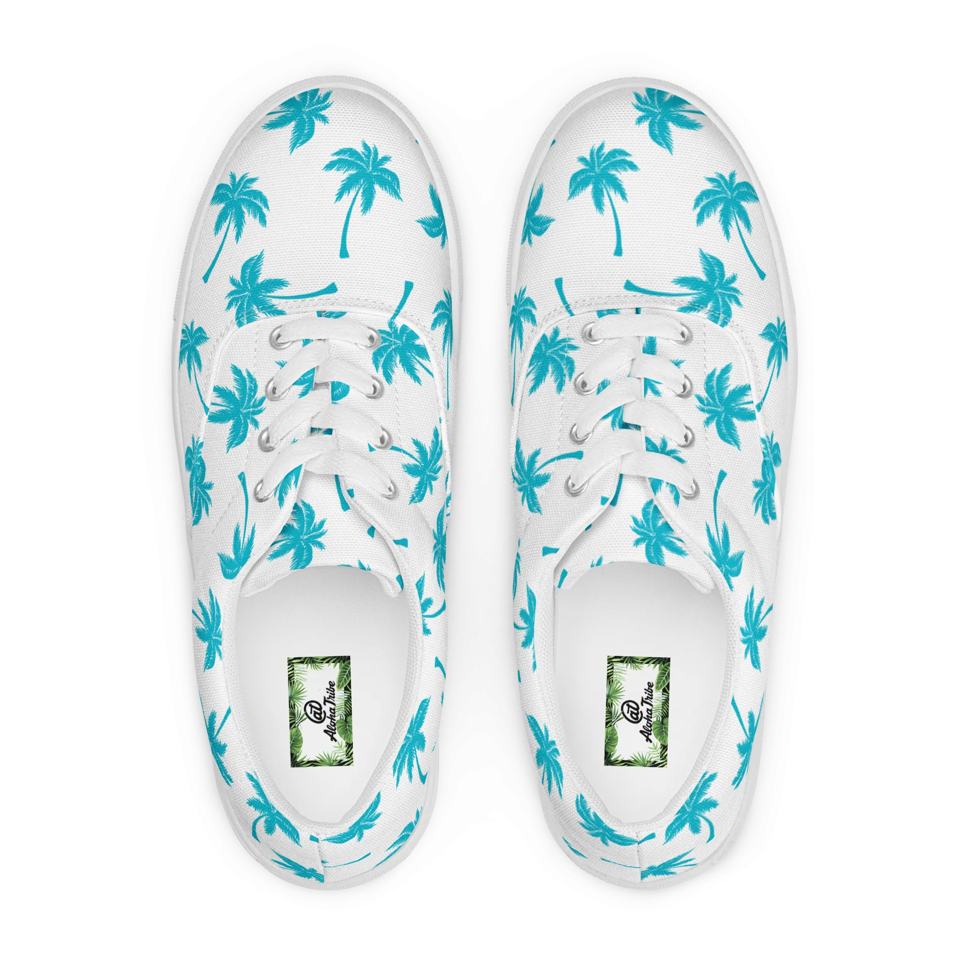 Aloha Tribe Womens Palmtree White Canvas Shoes