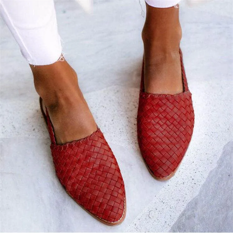 Alviera | Womens Closed Toe Leather Summer Flats Smart Slip-On Mule Shoes for Work, Office & Everyday Comfort