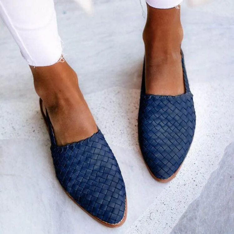 Alviera | Womens Closed Toe Leather Summer Flats Smart Slip-On Mule Shoes for Work, Office & Everyday Comfort
