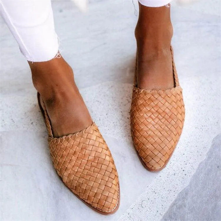 Alviera | Womens Closed Toe Leather Summer Flats Smart Slip-On Mule Shoes for Work, Office & Everyday Comfort