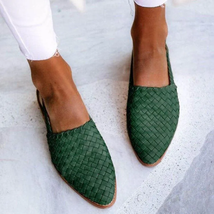 Alviera | Womens Closed Toe Leather Summer Flats Smart Slip-On Mule Shoes for Work, Office & Everyday Comfort