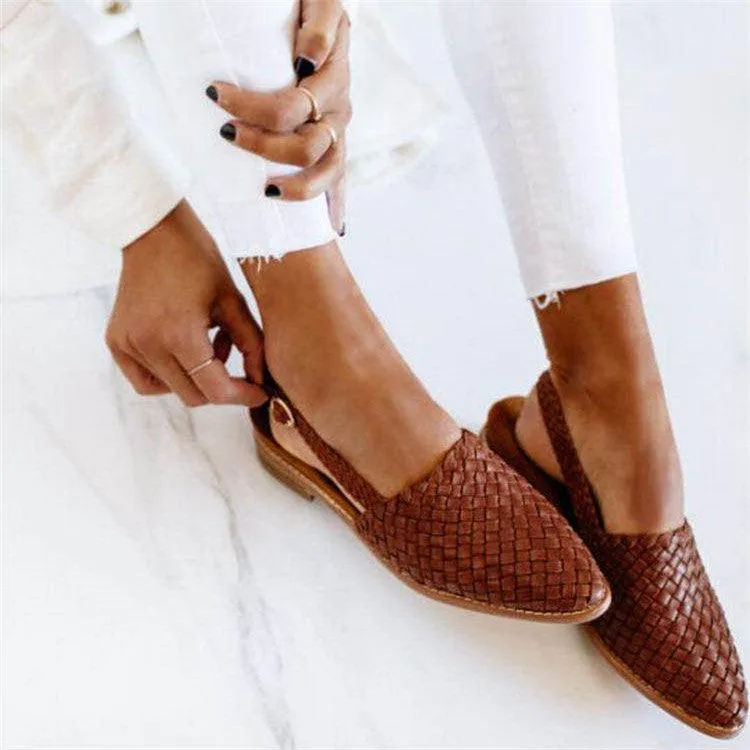 Alviera | Womens Closed Toe Leather Summer Flats Smart Slip-On Mule Shoes for Work, Office & Everyday Comfort
