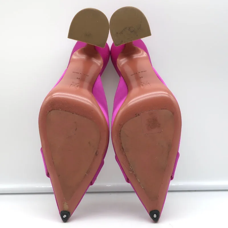 Amina Muaddi Begum Crystal-Embellished Mules Magenta Satin Size 39