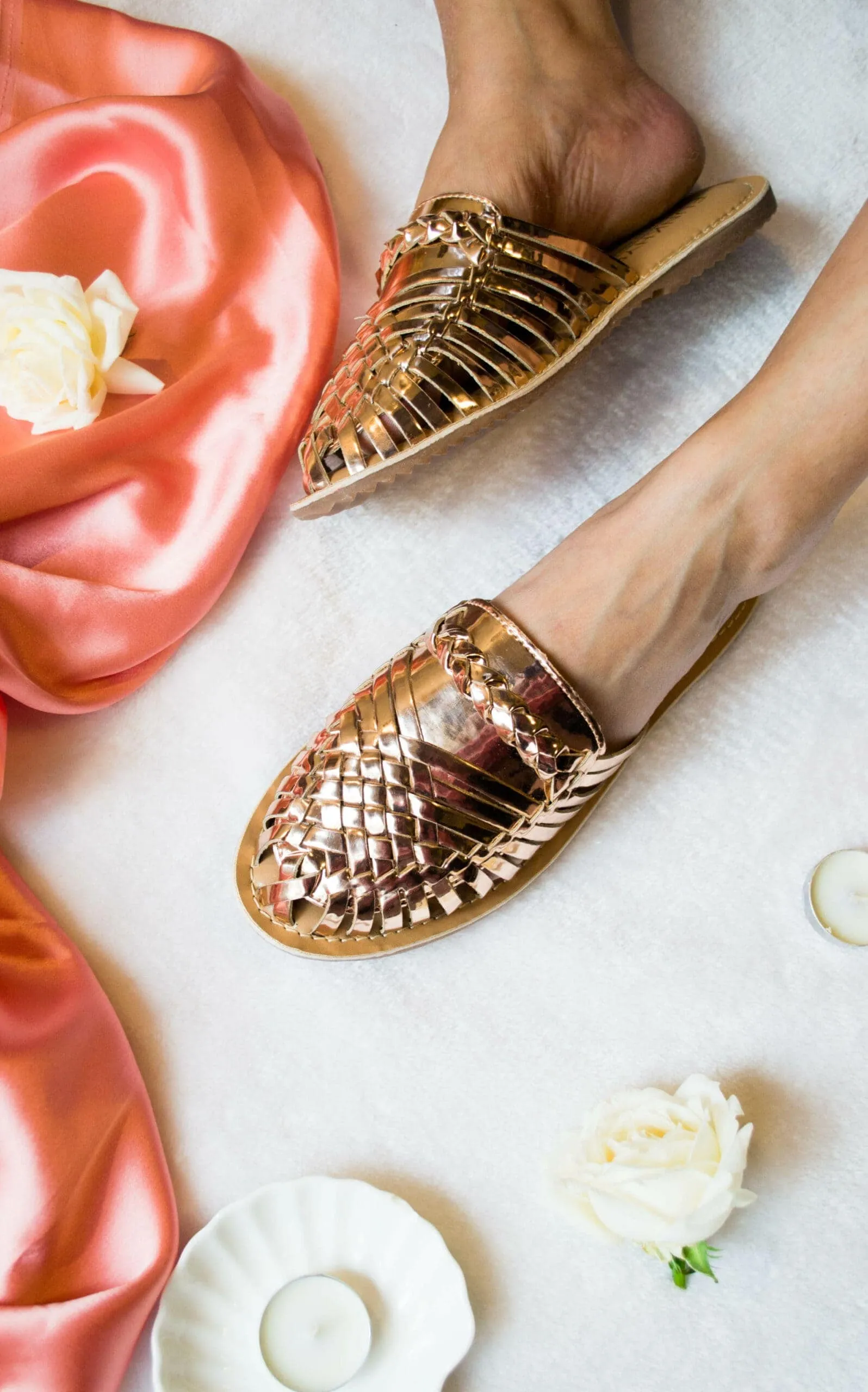 Amurra Rose Gold Huarache Mules