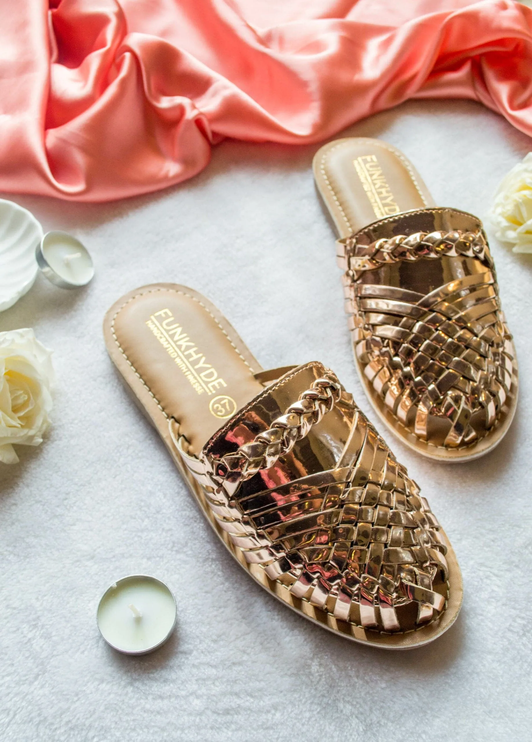 Amurra Rose Gold Huarache Mules