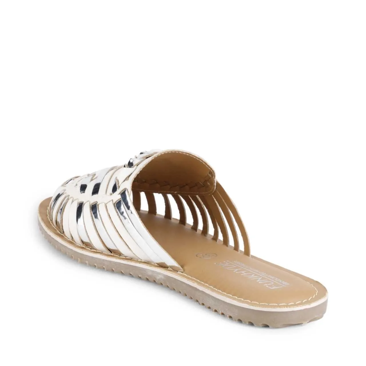 Amurra White Silver Huarache Mules
