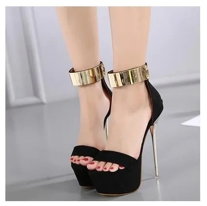 Aneikeh Ankle Strap Heels Platform Sandals