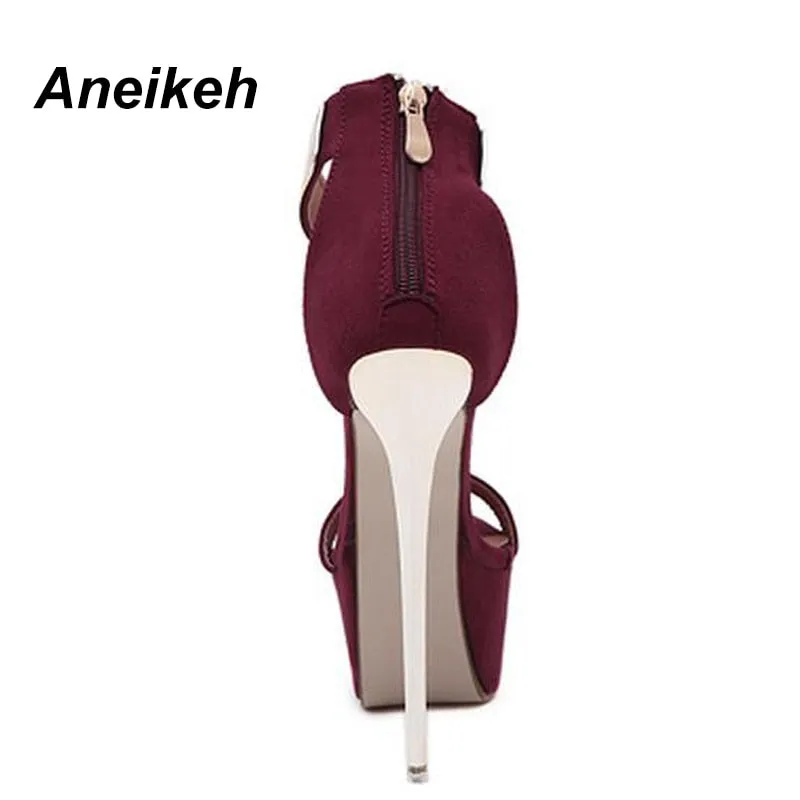 Aneikeh Ankle Strap Heels Platform Sandals