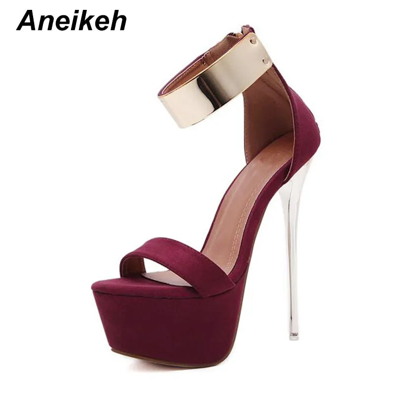 Aneikeh Ankle Strap Heels Platform Sandals