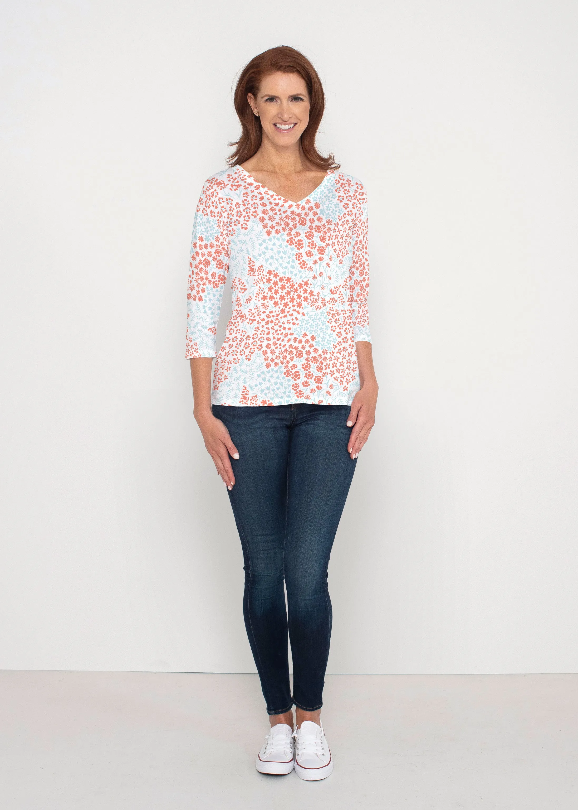 Annabelle (8040) ~ Signature 3/4 Sleeve V-Neck Top