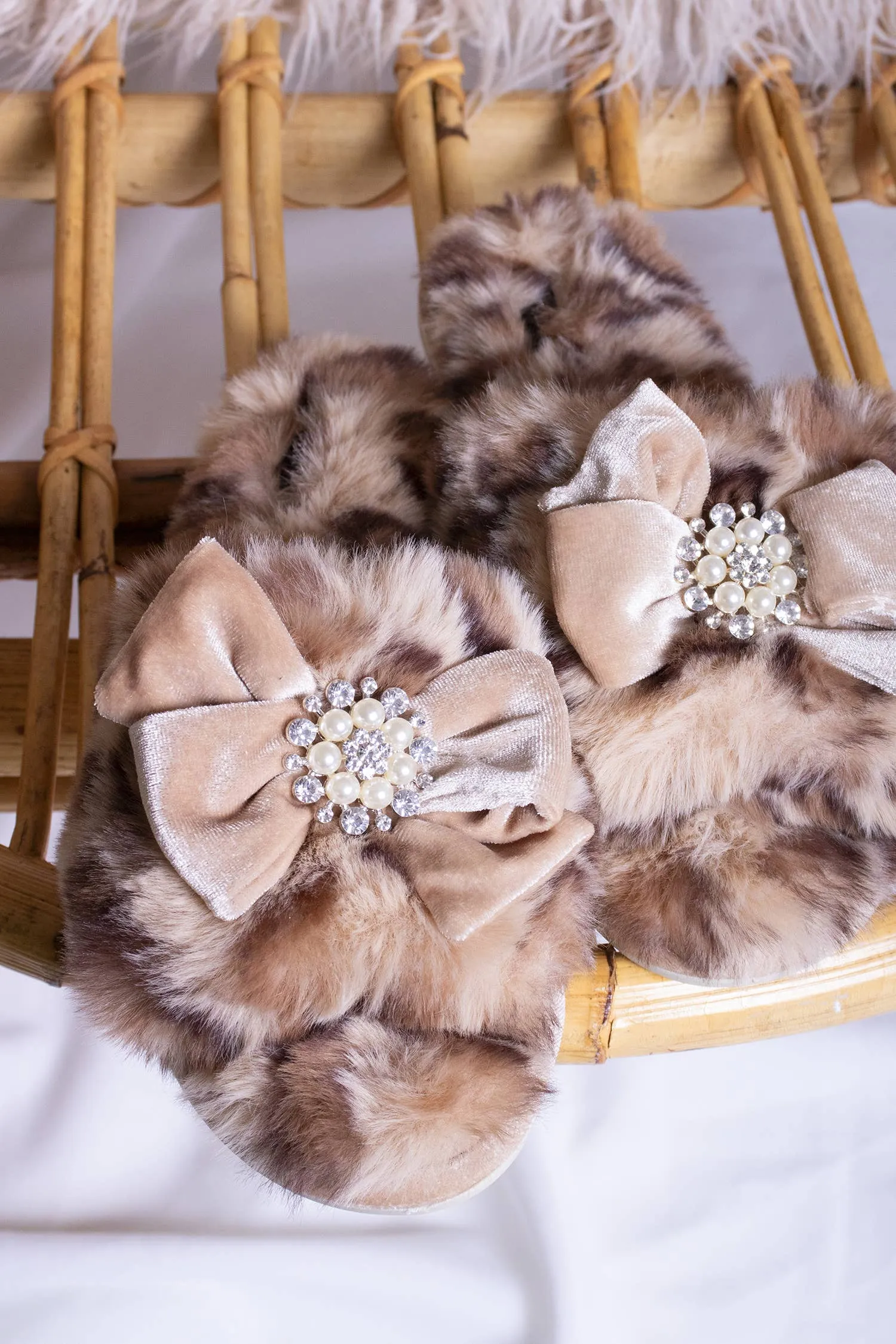 Anya Embellished Slider Slippers in Leopard Print: Leopard / L = UK 6-7 / EU 40-41 / US 8-9