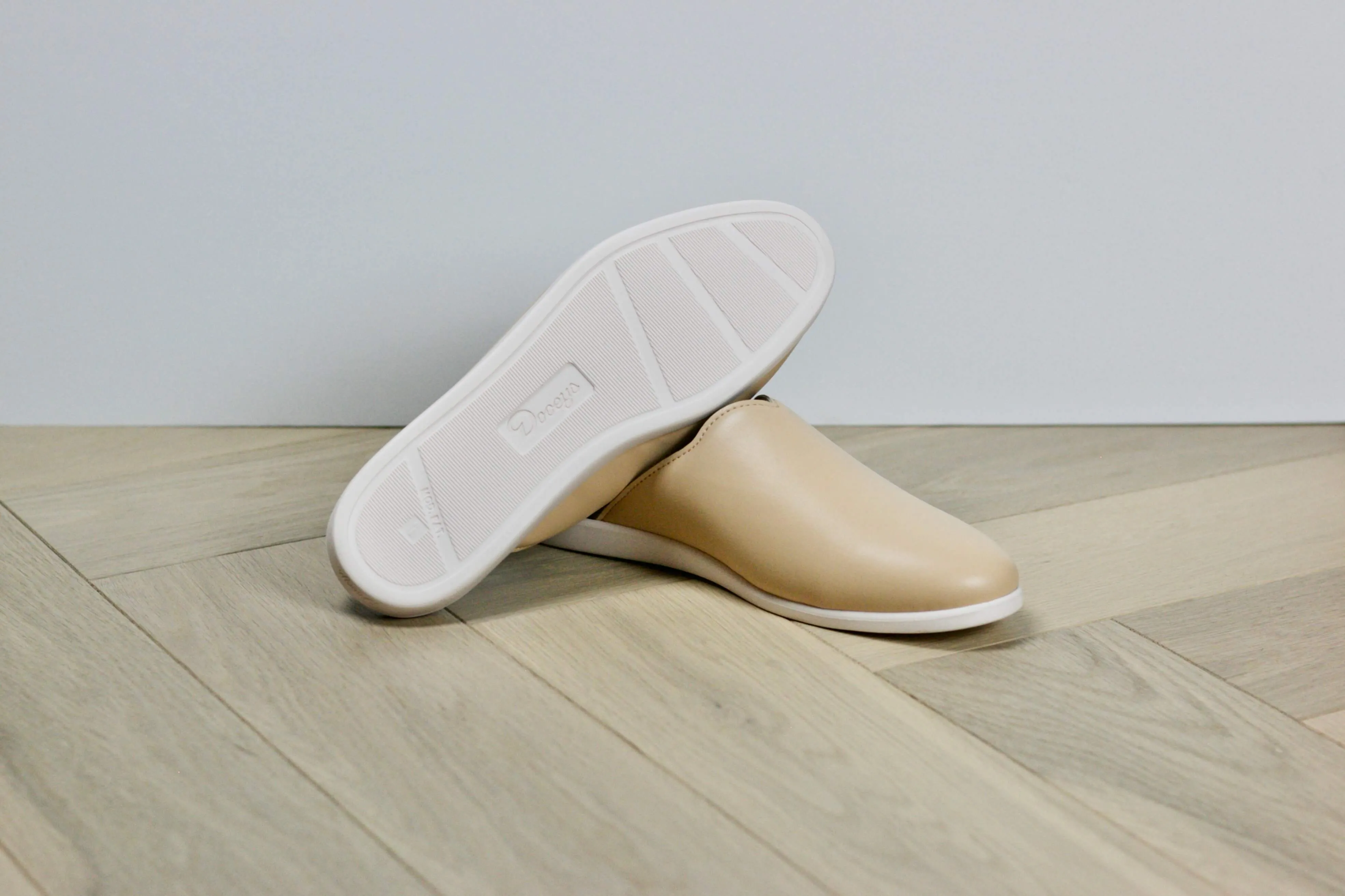 Apple Leather Vegan House Mules | Honey Beige