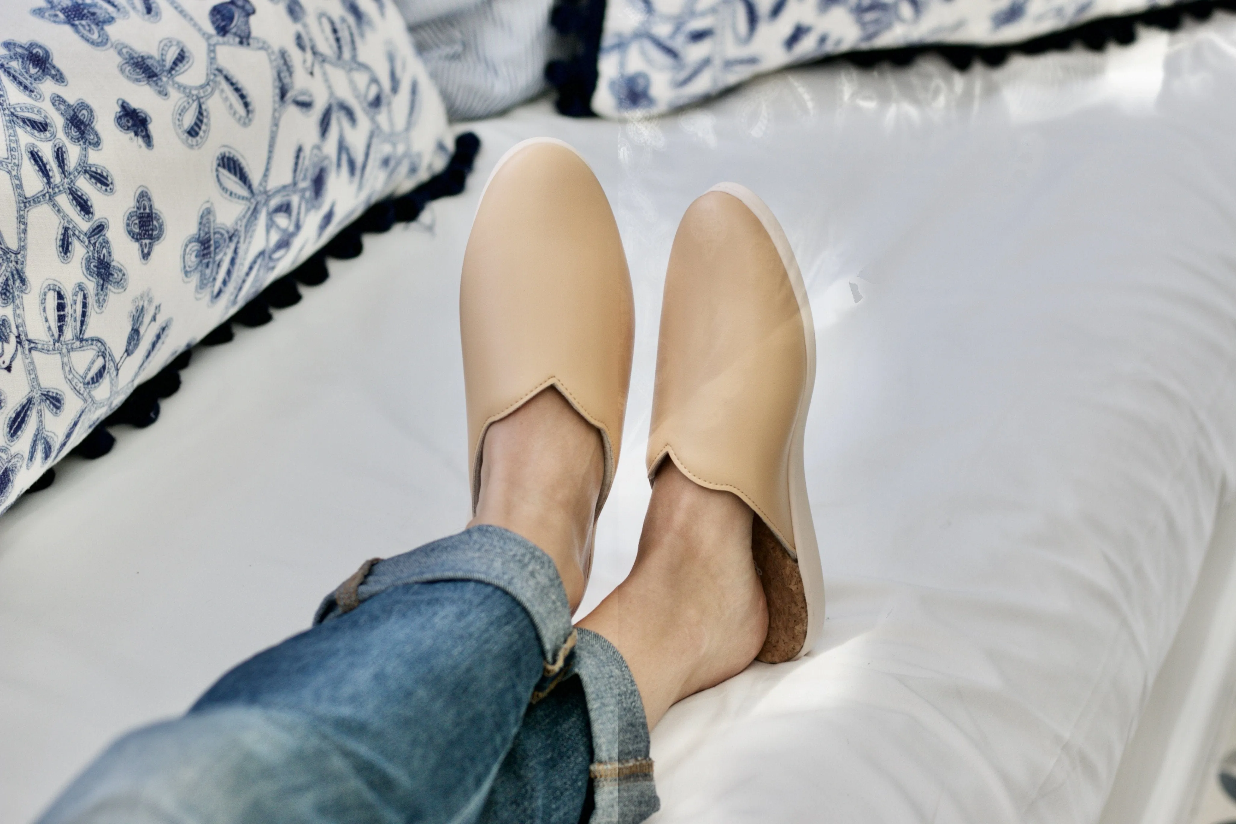 Apple Leather Vegan House Mules | Honey Beige