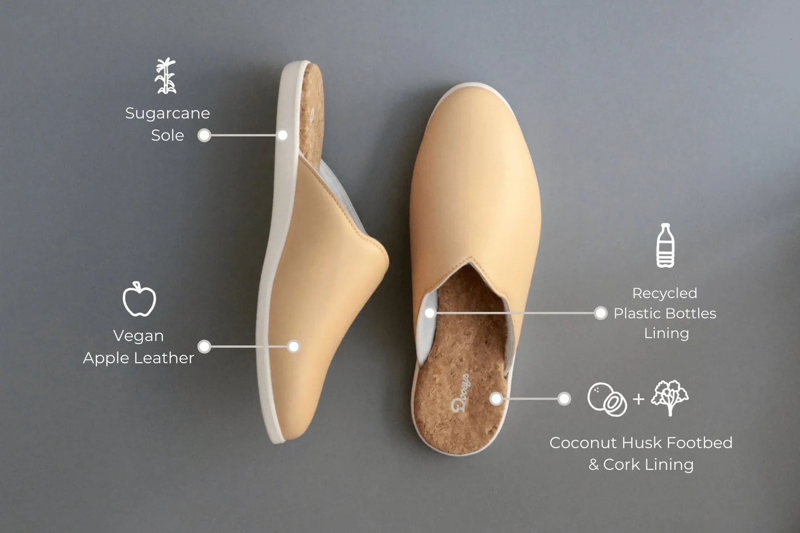 Apple Leather Vegan House Mules | Honey Beige