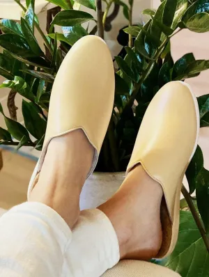 Apple Leather Vegan House Mules | Honey Beige