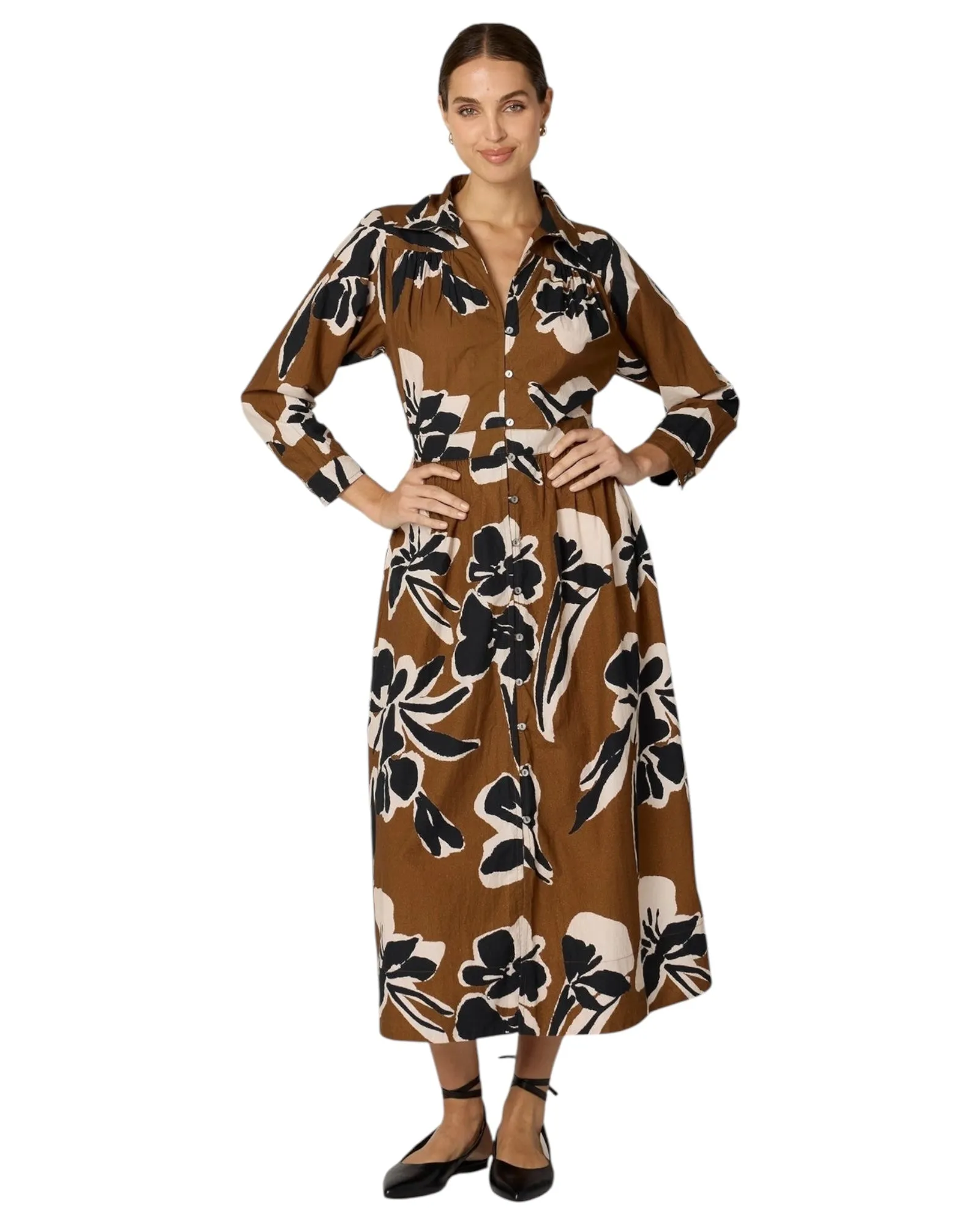 Arabella Button Front Midi Dress | Smoked Clover