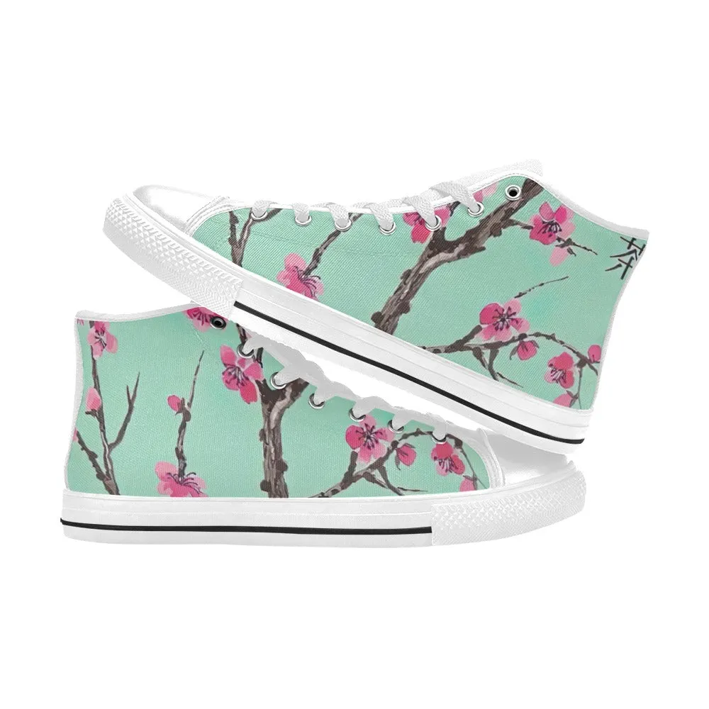 Arizona Green Tea Pattern High Top Canvas Women's Shoes