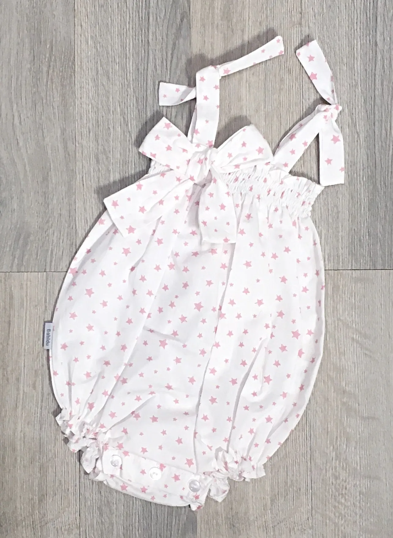 'Ava' White & Pink Star Girl's Romper