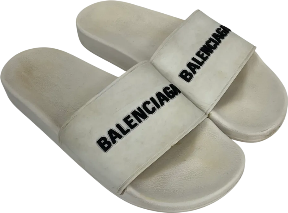 Balenciaga White Pool Sliders UK 8 EU 41 👠