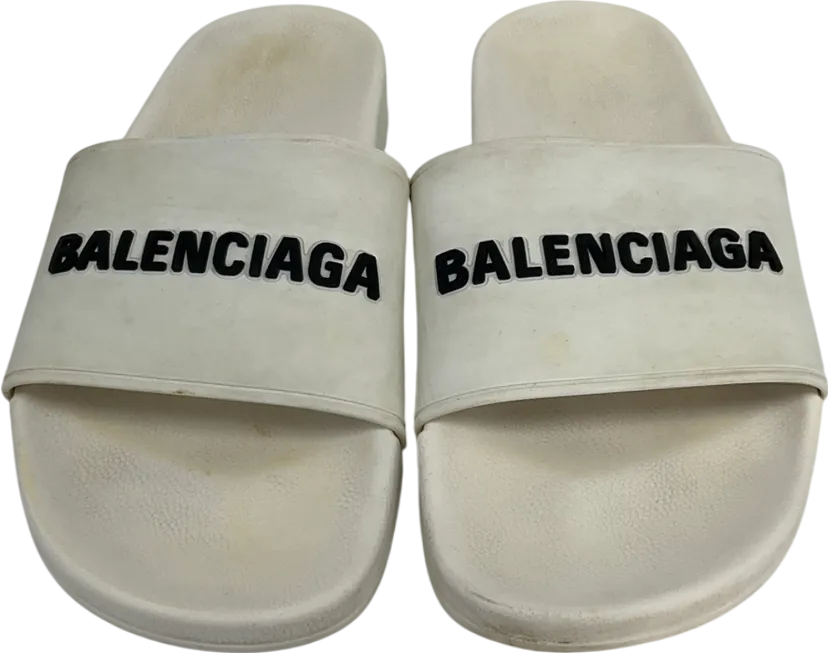 Balenciaga White Pool Sliders UK 8 EU 41 👠