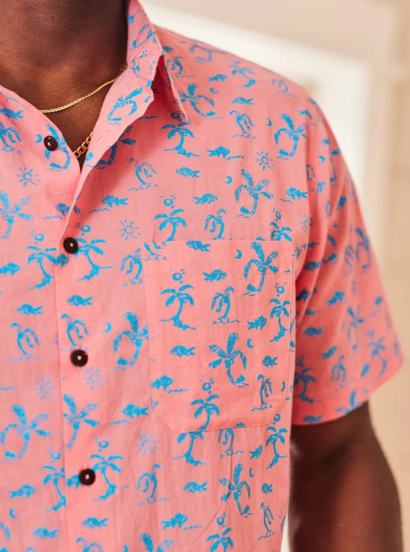 Bali Beach Shirt (pink & blue)