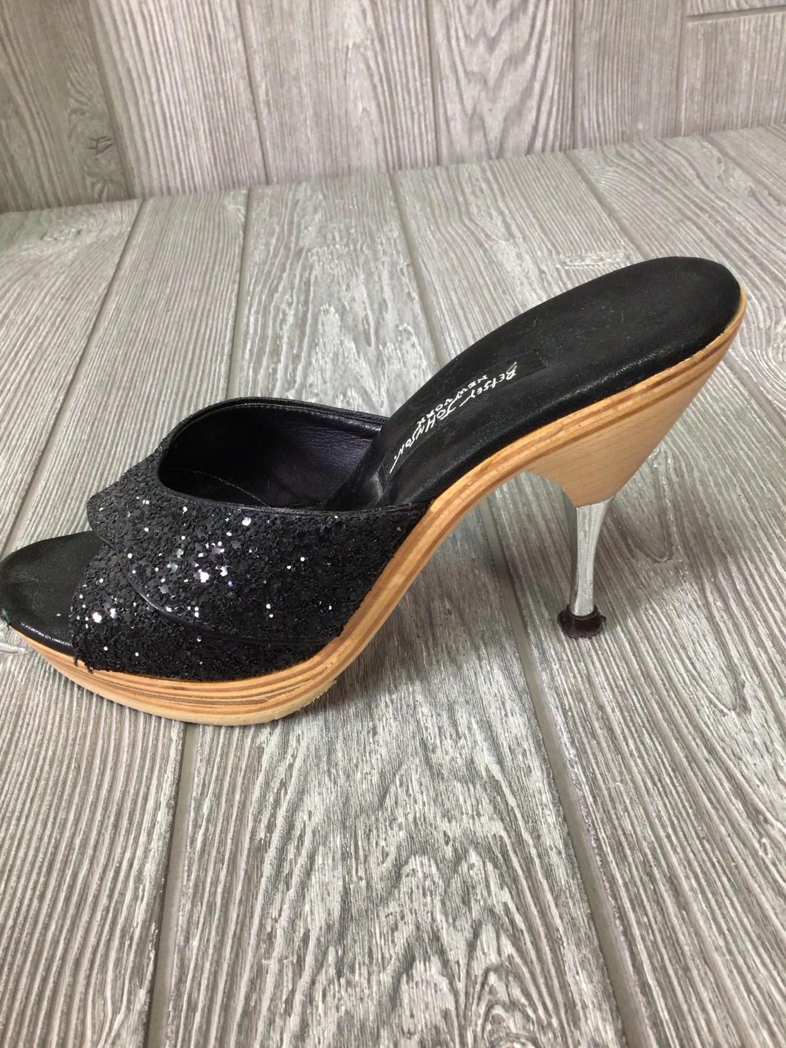 Betsey Johnson Leather Sparkle Mules Size 7